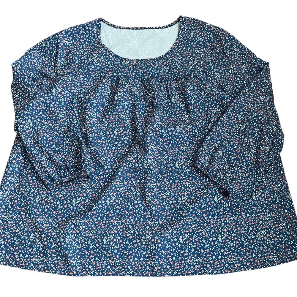 Blue & Orange Pullover Blouse